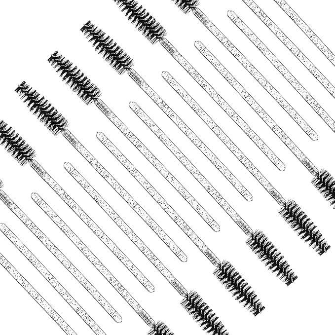 (400+300 Pieces) Black Crystal Handle - 400 Cotton Swabs + 300 Brushes for Lash Extensions, Makeup (Simple Packaging)-(Crystal Black)