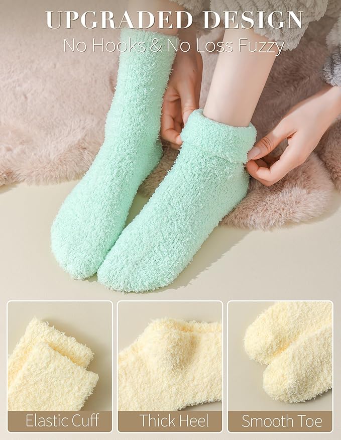 TEHOOK Warm & Cozy Gifts for Women, Stocking Stuufers, Fluffy Fuzzy Plush Sleeping Slipper Socks - Soft Warm Fabric