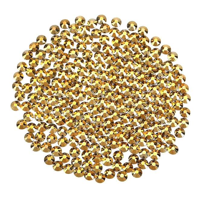 Novani Rhinestones 3000Pcs Flatback Crystal Round Loose Gemstones Glass Rhinestones for Crafts Makeup Nail Art Clothes Shoes DIY Decorations(SS10, 2.7-2.9mm,Gold)