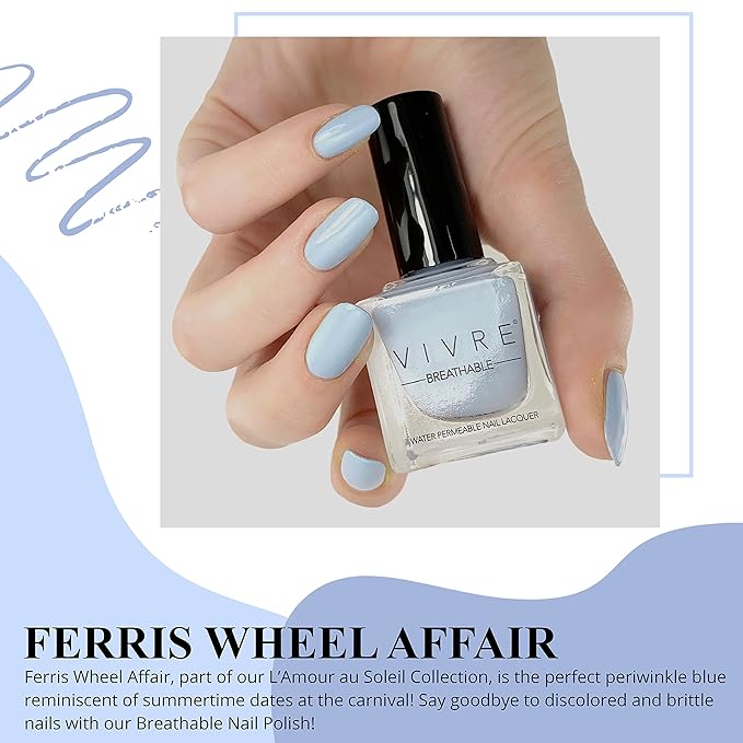 VIVRE Cosmetics Nail Polish - Quick Dry, Shiny, Halal, Vegan, Non-Toxic for Women and Girls - Long Lasting, Certified Breathable and Water Permeable - Ferris Wheel Affair