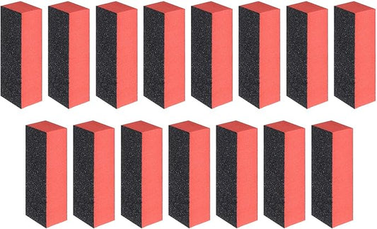 HARFINGTON 15pcs Nail Buffer Blocks 60/80/80 3 Sided Grit Nail Sanding Buffing File Block Manicure Tools for Acrylic Nail Shine Polishing Buffer, Red Orange
