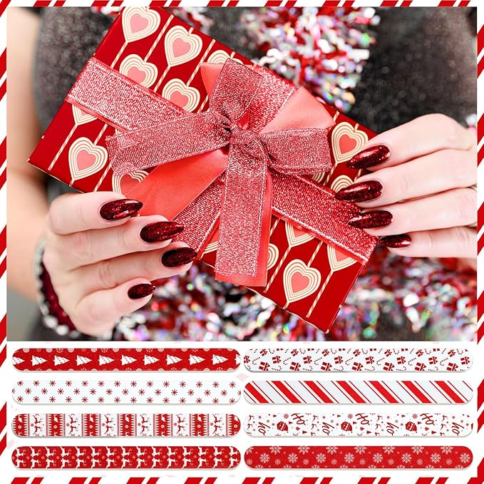 45 Pack Christmas Nail Files Gifts Bulk Holiday Emery Boards Double-Sided Christmas Party Nail Files Bulk Stocking Stuffers Christian Gifts for Women Customers Coworkers Staff(Reindeer)