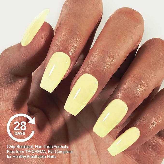 4 in 1 Hema Free Builder Gel Polishes, Cream Yellow, Soak Off Rubber Base LED UV Need Strengthener for Thin Flimsy Nail, Streak Free, Strengthening Nails Thickening & Repair