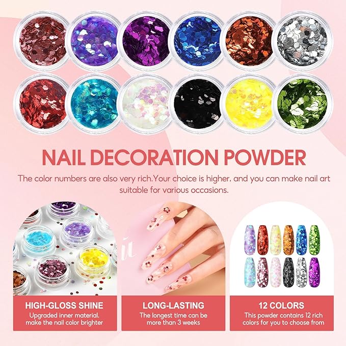 42Pc Poly Nail Gel Kit, 15 Colors Nude Pink White Clear Poly Nail Extension Gel with Nail Lamp Starter Kit Slip Solution 12Pc Nail Decorations Top Coat Manicure Kit Gifts for Women