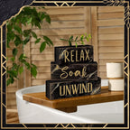 Moucuny 4 Pcs Black and Gold Bathroom Shelf Decor Sign Farmhouse Bathroom Decor - Image 5