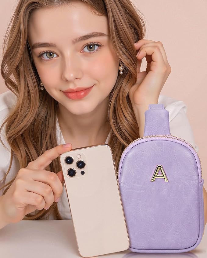 Birthday Gifts for 8 9 10 11 12 13 14 15 16 17 18 19 Year Old Girls, Monogram Crossbody Bags for Women Girls, Mini Lightweight Cross Body Purse, Cute Trendy Travel Fanny Pack with Letter