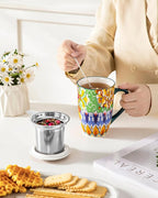 vancasso Ceramic Tea Mug with Infuser and Lid, 18 Ounce Bohemian Loose Leaf Cup - Image 7
