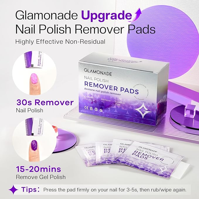 Nail Polish Remover Pads: Acetone Nail Polish Remover Wipes 100 PCS Professional Individually Wrapped Wet Wipes Rapidly Remove Gel Fingernail Polish Travel Kit for Home & Salon Supplies
