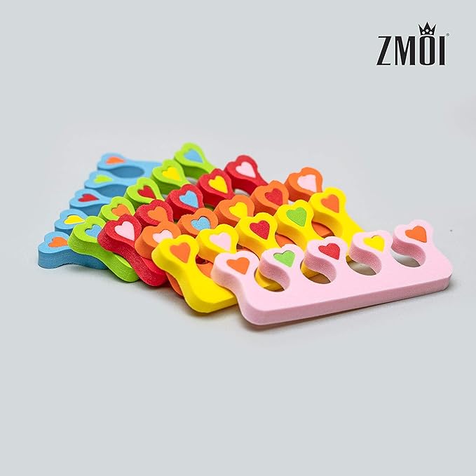 Premium Colorful Heart Toe Separators - Cute Design for Kids - Super Soft, Durable 24 Pieces ZMOI