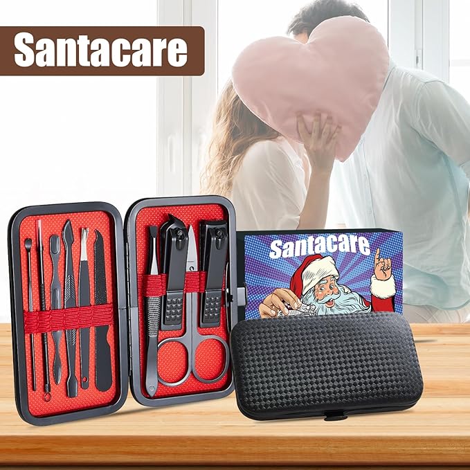 Manicure Set 10 in 1 Mens Gifts Nail Clipper Kit Travel Nail Set for Men and Women, Mens Nail Grooming Kit Birthday Thanksgiving Day Gifts for Him Her Boys Girls Husband Boyfriend