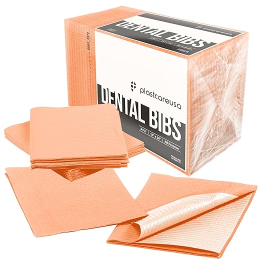 Disposable Dental Bibs 13"x18" - 3 Ply Waterproof Tattoo Bib Sheet for Patients - Dentist or Medical Tray Cover and Nail Table Cover Supplies, Apricot