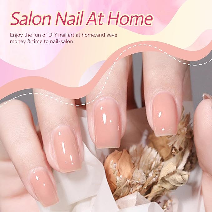 Hema Free Builder Base Gel Nail Polish, Clear Pink, for Nail Repair Gel Last Long Builder Nail Strengthener, Home Manicure
