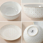 MALACASA 12 Pieces Dinnerware Sets, Farmhouse Plates and Bowls Sets, Embossed - Image 8