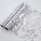 Snowkingdom 2 Pieces Silver Table Runner, Sequin Glitter Foil Metallic Thin by Snowkingdom