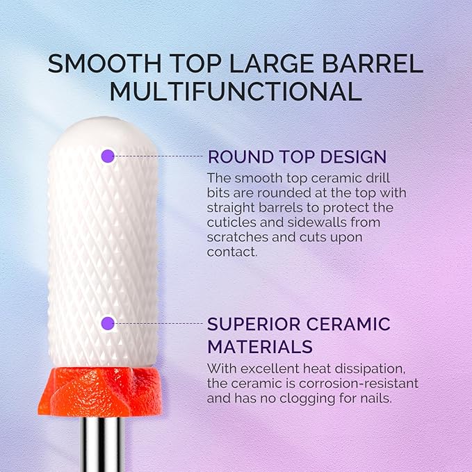 MelodySusie 3Pcs Nail Drill Bits Set, 3/32'' Tungsten Ceramic Bits, Flame Hexagon, Flat Top Small Barrel and Smooth Top Large Barrel Bits, Suitable for Manicure Pedicure Cuticle Gel Acrylic Remover