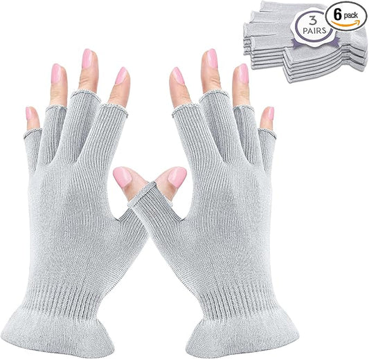 MIG4U 3 Pairs Fingerless Moisturizing Gloves, Half Finger Touchscreen Beauty Glove for Eczema, SPA, Dry Hands, Skin Treatment, Summer Sun UV Protection (S/M, Gray-3pairs)