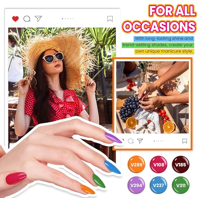 VANREESA Gel Nail Polish Kit with U V Light 74 Pcs Gel Polish Nail Set 56 All Season Colors Nail Polish Set + Base and 4 Effects Top Coat with Manicure Tools Complete Nail Kit Gifts for Women