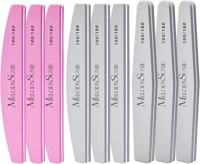 MelodySusie 9Pcs Nail Buffers Set,Nail Files and Buffers,100/180 Grit, Diamond Nail Buffer, Professional Nail Care Tools Kit for Home Use,Salon