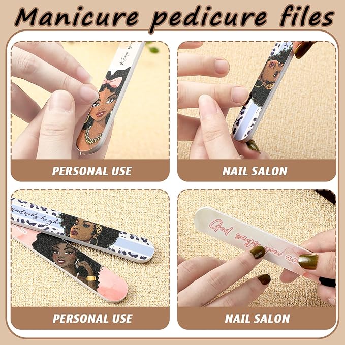 Lothee 50 Pack Nail Files Black African Women Board Nail File for Natural Nails Double Sided 150 Grit Emery Boards Professional Fingernails Emery Boards Buffer Manicure Tool for Women Gifts