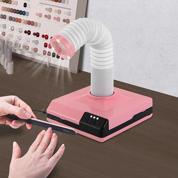 MOCHAG 60W Dental Polishing Dust Collector, Dentistry Vacuum Cleaner Dust Collector Fan Vacuum Cleaner with Fan and LED Dual Function, Polishing Suction Machine for Dental Lab (Pink)