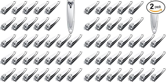 32 Pieces Stainless Steel Fingernail Nail Clipper Bulk Silver Portable Toenail Clippers Cutter Set (Pack of 2)