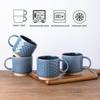 GBhome 6 OZ Stackable Coffee Mugs Set of 4, Ceramic Coffee Cups Set | 4 - Image 7