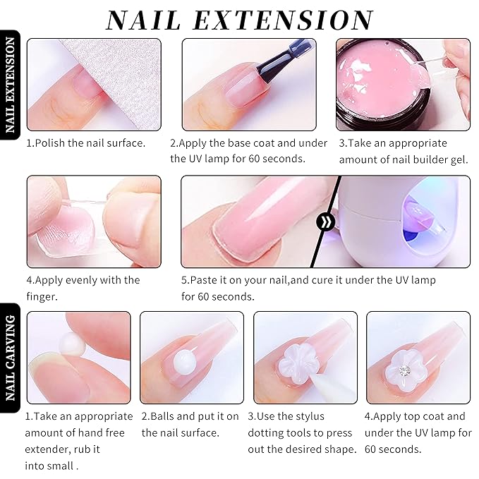 AIJIMEI 4in1 Nail Extension Builder GelNon-stick Hand Building Nail GelClear HardGel for Nails Extension Gel DIY Home GelManicure(Clear 15ml/0.5fl.oz)