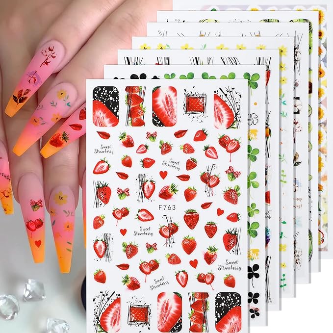 WSYUB Nail Stickers, 24 Stickers for Nails Art, Self Adhesive Nail Art Sticker Decals, Nail Supplies kit Large Sheets