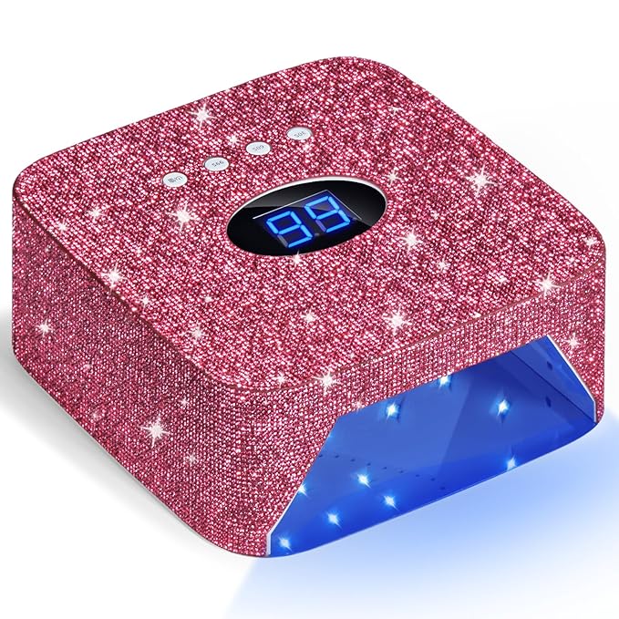 Cordless UV Nail Lamp, 54W Rechargeable UV Light for Gel Nails, Nail Dryer with 3 Timer Modes, Professional Quick Dry Curing Lamp for Salon & Home (Red Diamond)