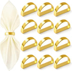 Gold Napkin Rings Set of 12, Semicircle Metal Bright Gold Napkin Holder Buckles by APTWOW