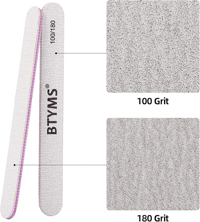 BTYMS 25Pcs Nail Files 100/180 Grit Double Sided Emery Board Nail Buffering Files for Acrylic and Natural Nails