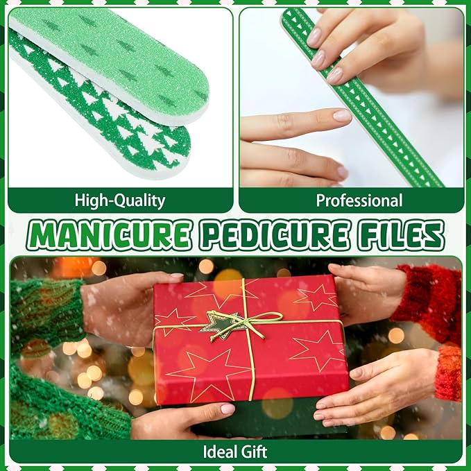 45 Pack Christmas Nail Files Gifts Bulk Holiday Emery Boards Double-Sided Christmas Party Nail Files Bulk Stocking Stuffers Christian Gifts for Women Customers Coworkers Staff(Christmas Tree)