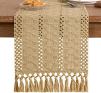 Boho Table Runner Summer Farmhouse Rustic Dining Dresser Scarf Home Decor | - Image 3