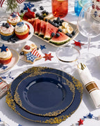 Nervure 175Pcs Blue Plastic Plates, Disposable Dinnerware Set - Image 5