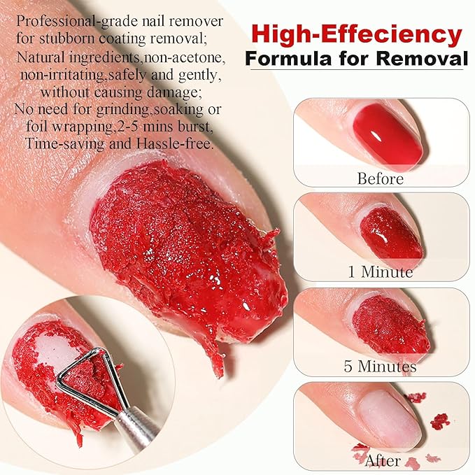 Gel Nail Polish Remover – Fast, No Soak & No Foils, Safe for Natural Nails, Healthy, Low Odor, Quick Gel Removal in 2-5 Minutes – For Nail Polish & Nail Art, At-Home Manicure Solution
