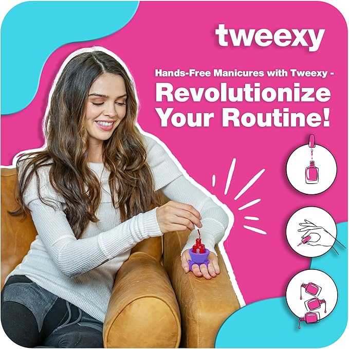 tweexy Wearable Nail Polish Holder Ring - Nail Polish Bottle Holder for Easy Application | Perfect for Fingernail Painting, Manicure & Pedicure | Nail Polish Accessories (Purple Crush)