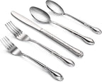 New Star Foodservice Rose Pattern 18/0 Stainless Steel Flatware Set, 60-Piece - Image 2