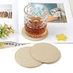 Leather Coasters Set of 6 with Holder, Tabletop Protection, Coffee Table & Bar - Image 3