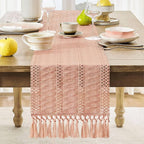 Boho Table Runner for Pink Tassel Home Decor 72 Inches Long, Rustic Macrame - Image 6
