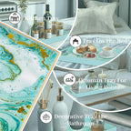 Turquoise Serving Tray with Handles, Plastic Decorative Tray | Green Coffee - Image 7