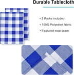 Checkered Tablecloth 2 Pack 52 x 70 inch, Royal Blue and White | Waterproof - Image 2