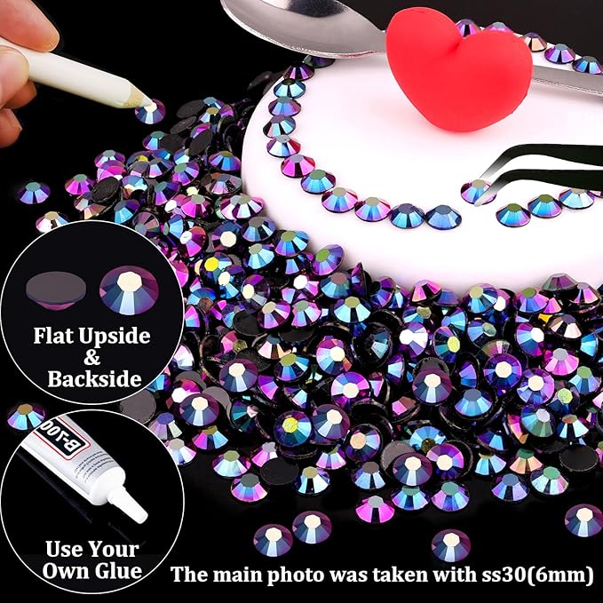 5000pcs 5mm Resin Rhinestones Bulk, Purplish Black AB Flatback Round Jelly Rhinestones Non Hotfix Crystal Gems Large Quantity Wholesale for DIY Crafts Clothes Bottles Face Makeup Manicure
