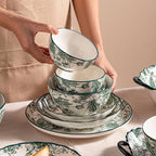 Ceramic Dinnerware Set, Floral Plates and Bowls Sets, Microwave & Dishwasher - Image 4