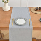Wracra Linen Table Runner, Burlap Sliver Grey Table Runners 60 Inches Long | - Image 4