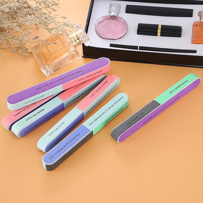 Mudder Multi Side Nail File and Buffers Nail Sanding Block Professional Filer Board and Shiners Cosmetic Manicure Suit for Home Salon, 7 Ways (6Pack)