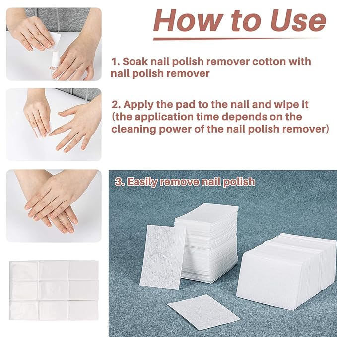 1000 Gel Nail Polish Remover Pads - MAQIHAN Nail Cotton Acetone Fingernail Polish Remover Wipes Prep Pad Essentials For Nail Techs Professional Supplies Acrylic Gel Removal