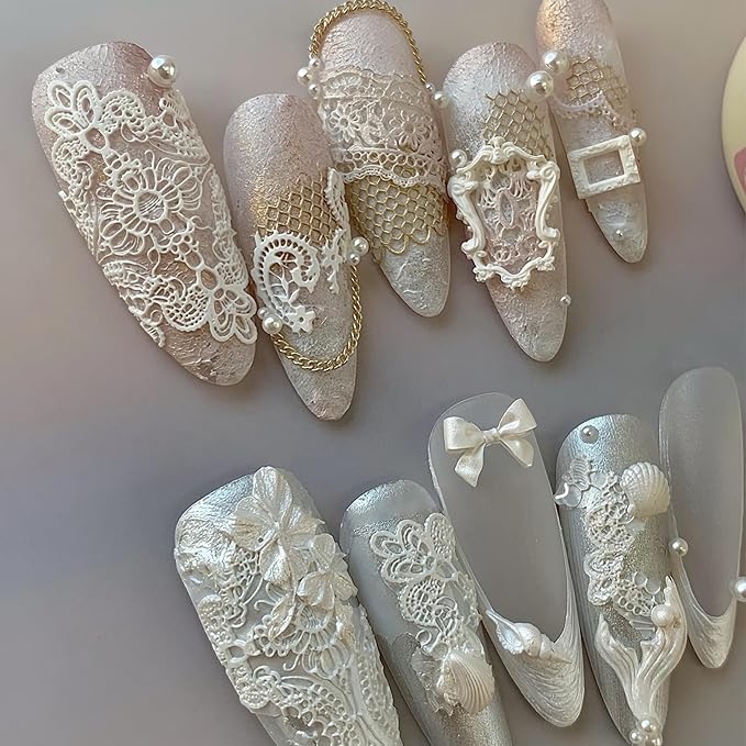 3D Lace Nail Art Molds Design, Silicone Nails Tool Y2k Decoration