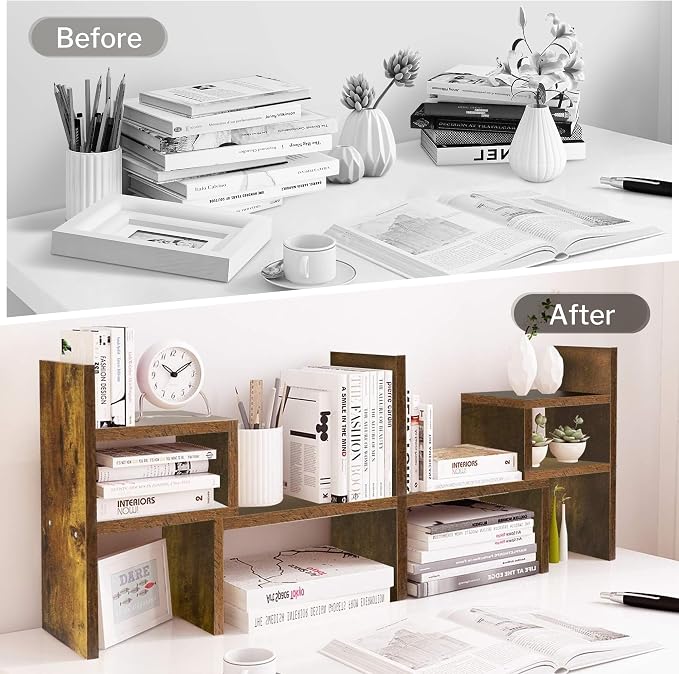 Jerry & Maggie Adjustable Wood Desktop Display Shelf Natural Wood Tone | Wooden - Image 5