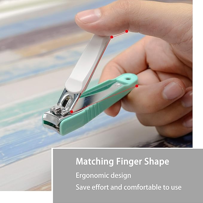 PAFASON Ultra Sharp Stainless Steel Nail Clipper Trimmer Cutter Set with Built-in Nail Catcher & Glass Nail File 3 Pack Fingernail & Toenail Clippers for Men & Women