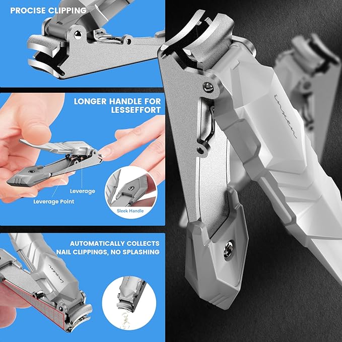 Nail Clippers for Men with Catcher, Sharp Nail Clippers of No Splash Self-Collecting, Stainless Steel Heavy Duty Toenail Clippers for Fingernail and Toenails,Nail Cutter for Seniors Adults Women
